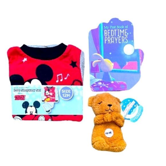 Disney Baby Gift Set Pajamas Book & Bear New - Picture 1 of 5